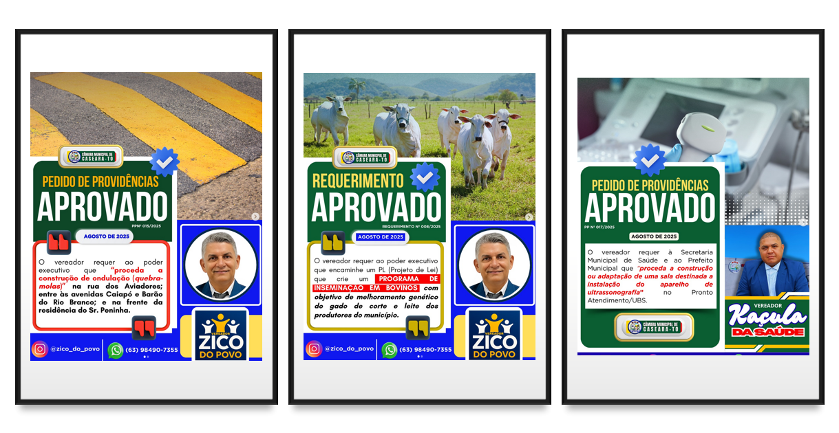 Câmara de Caseara aprova requerimentos nas áreas de agricultura, saúde e segurança no trânsito